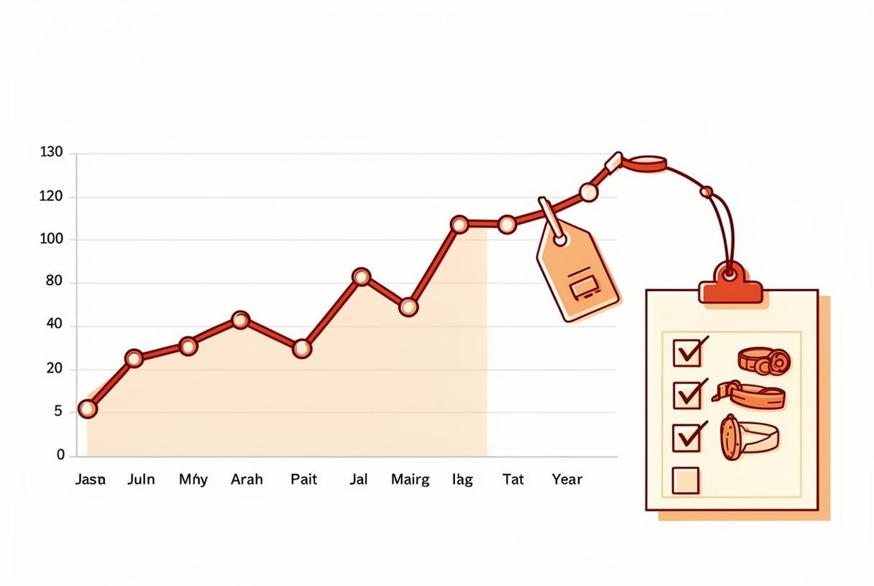 Price line with a sale dip and an accessory checklist